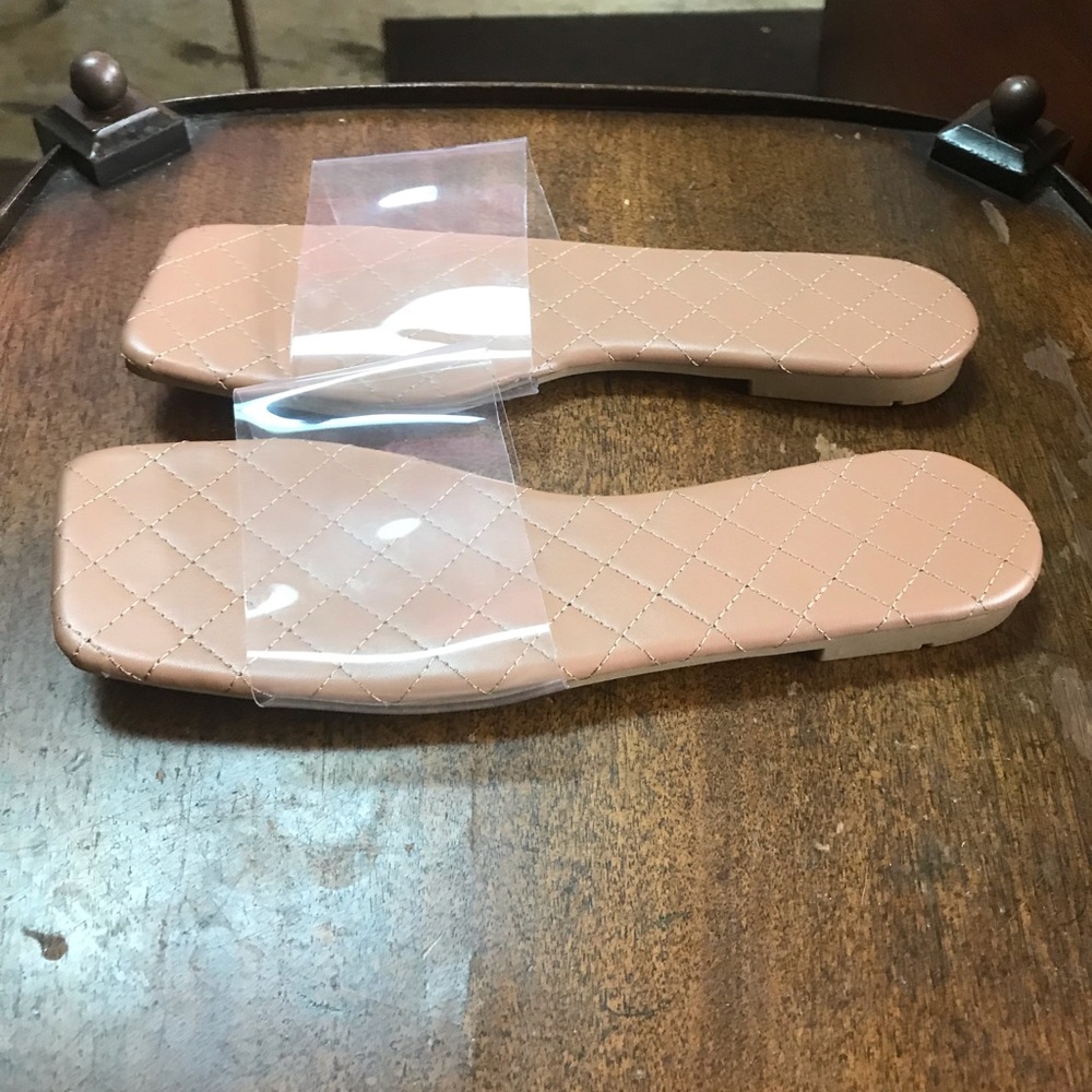 Nude bottom clear strap flat sandal